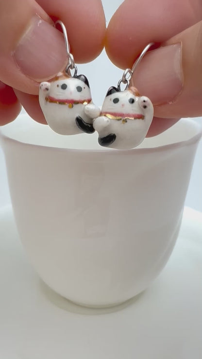 Maneki Neko Dangle Earrings