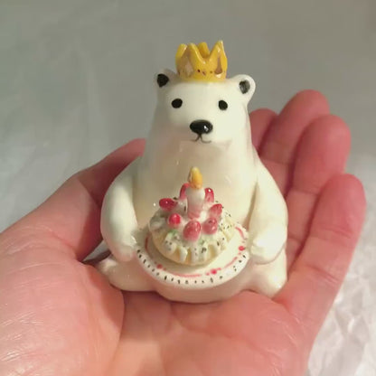 Birthday Cake Bear Figurine