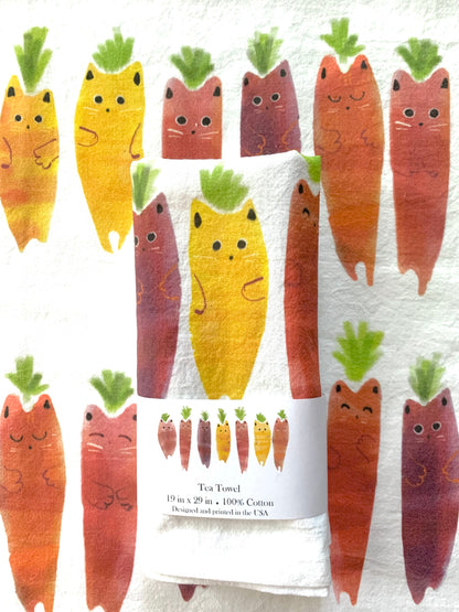 Carrot Cat Tea Towel