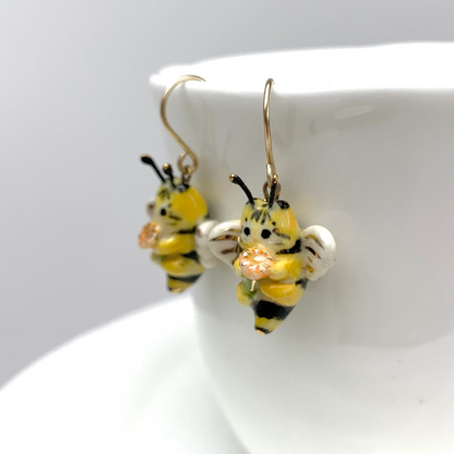 Bee Cat Dangle Earrings