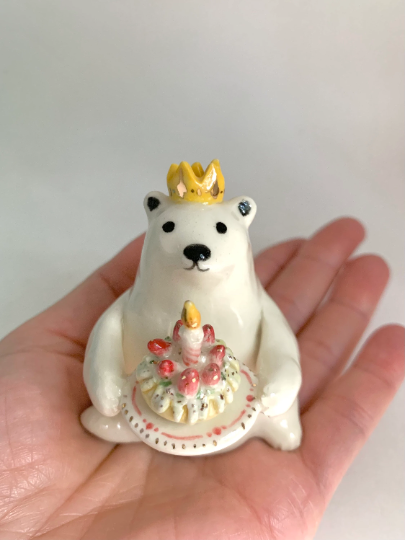 Birthday Cake Bear Figurine