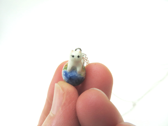 Tiny Earth Cat Necklace
