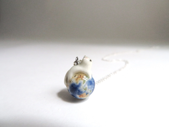 Tiny Earth Cat Necklace