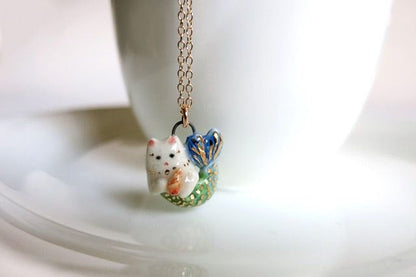 White Mermaid Cat Necklace