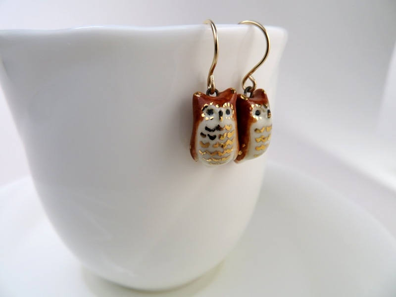 Brown Owl Dangle Earrings