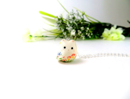 Round Floral Cat Necklace