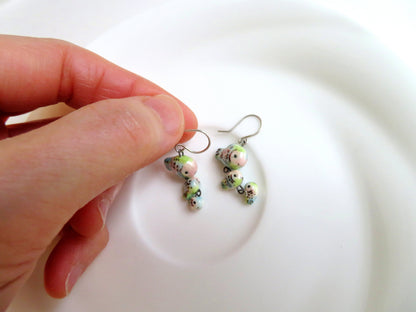 Pastel Rainbow Multi Fish Dangle Earrings