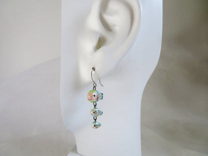 Pastel Rainbow Multi Fish Dangle Earrings