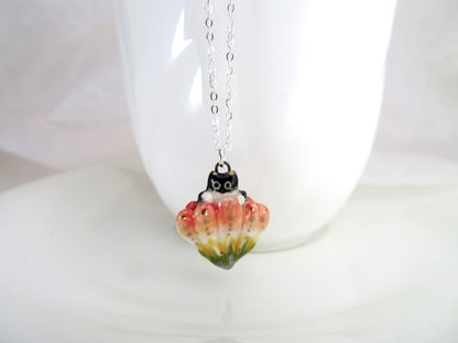 Flower Blossom Cat Necklace