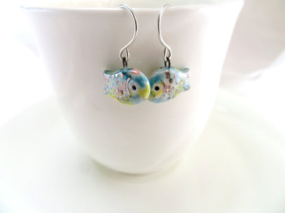 Pastel Rainbow Fish Dangle Earrings