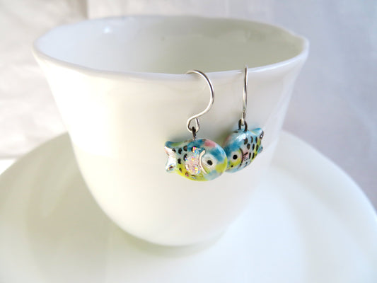 Pastel Rainbow Fish Dangle Earrings