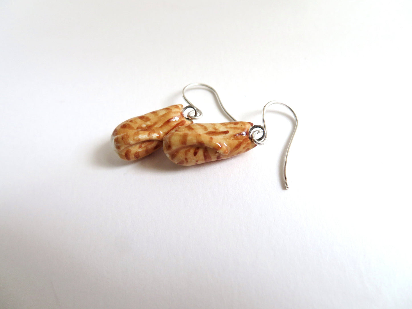 Long Orange Tabby Cat Dangle Earrings