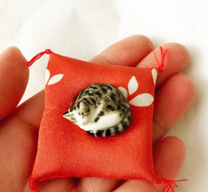 Miniature Sleeping Cat Figurine