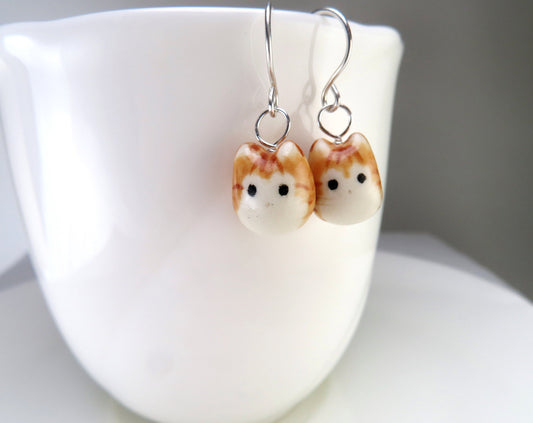 Orange Tabby Cat Dangle Earrings