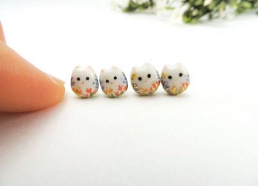 Tiny Floral Cat Stud Earrings