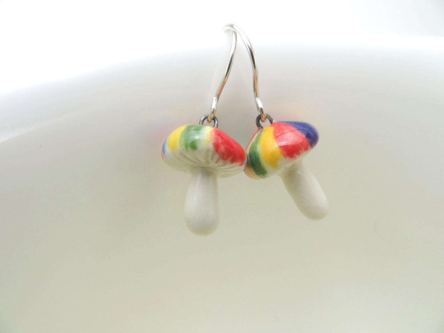 Rainbow Mushroom Dangle Earrings