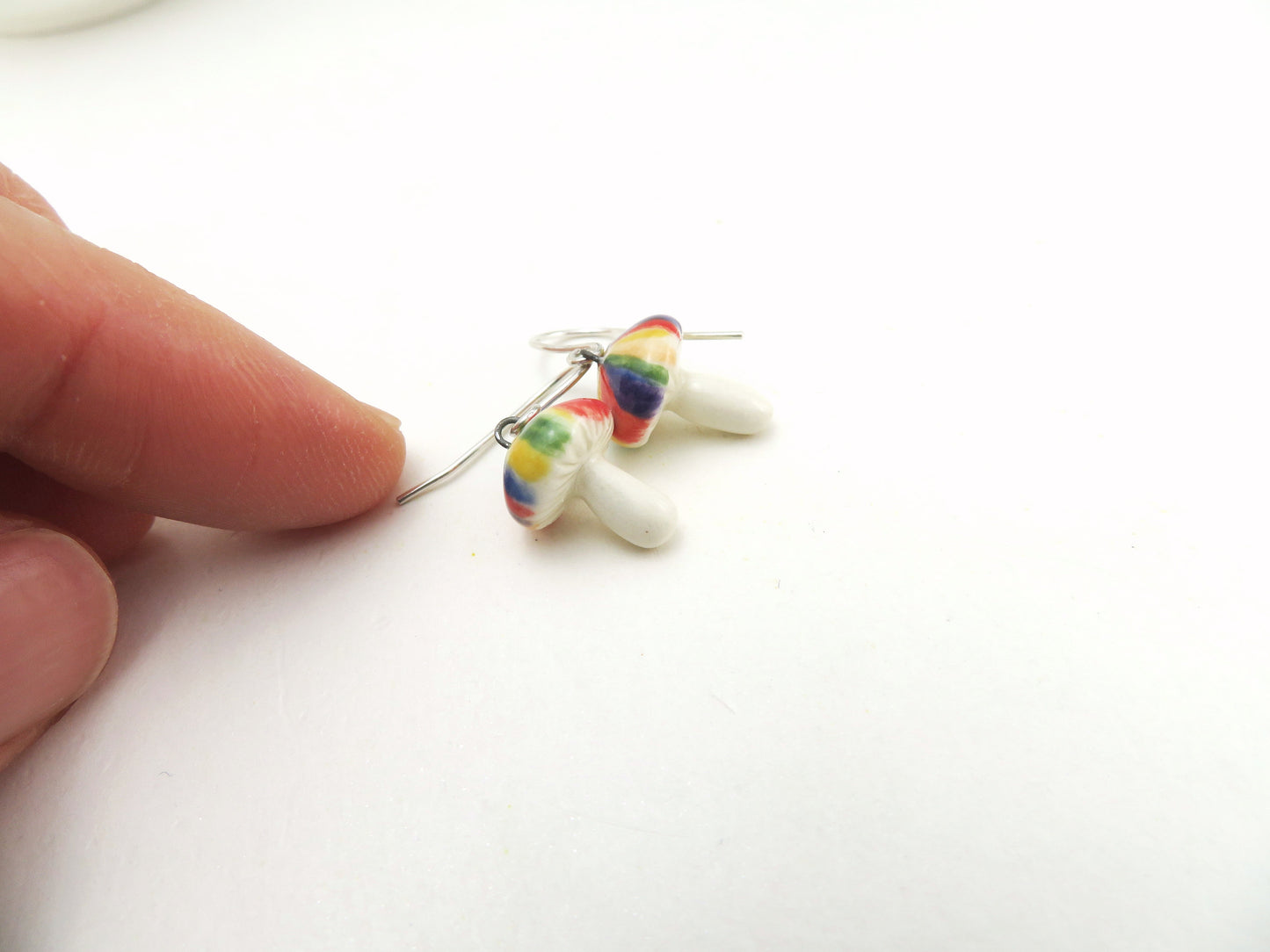 Rainbow Mushroom Dangle Earrings