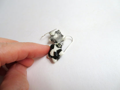 Flat Cat Dangle Earrings