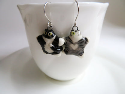 Flat Cat Dangle Earrings
