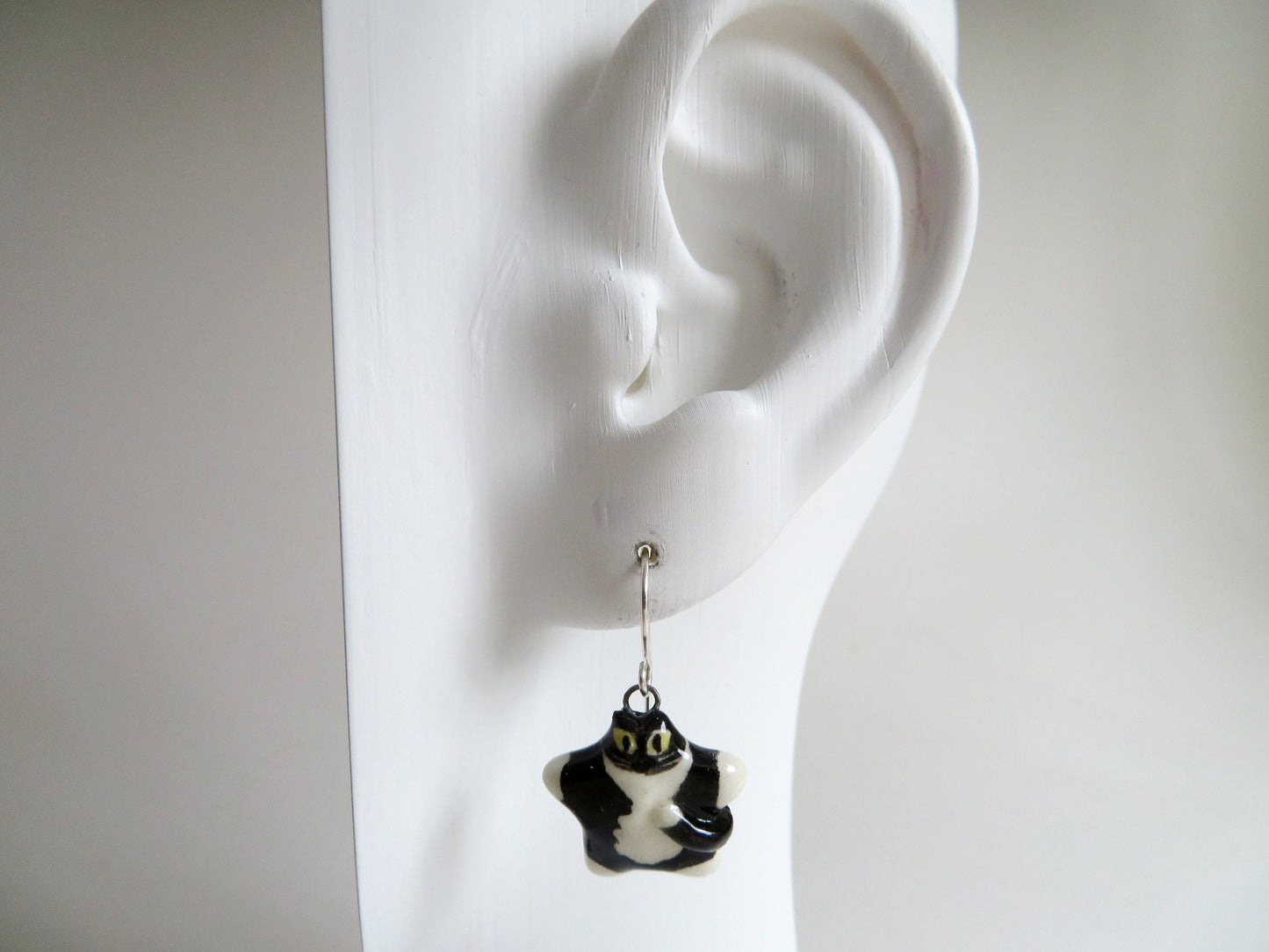 Flat Cat Dangle Earrings