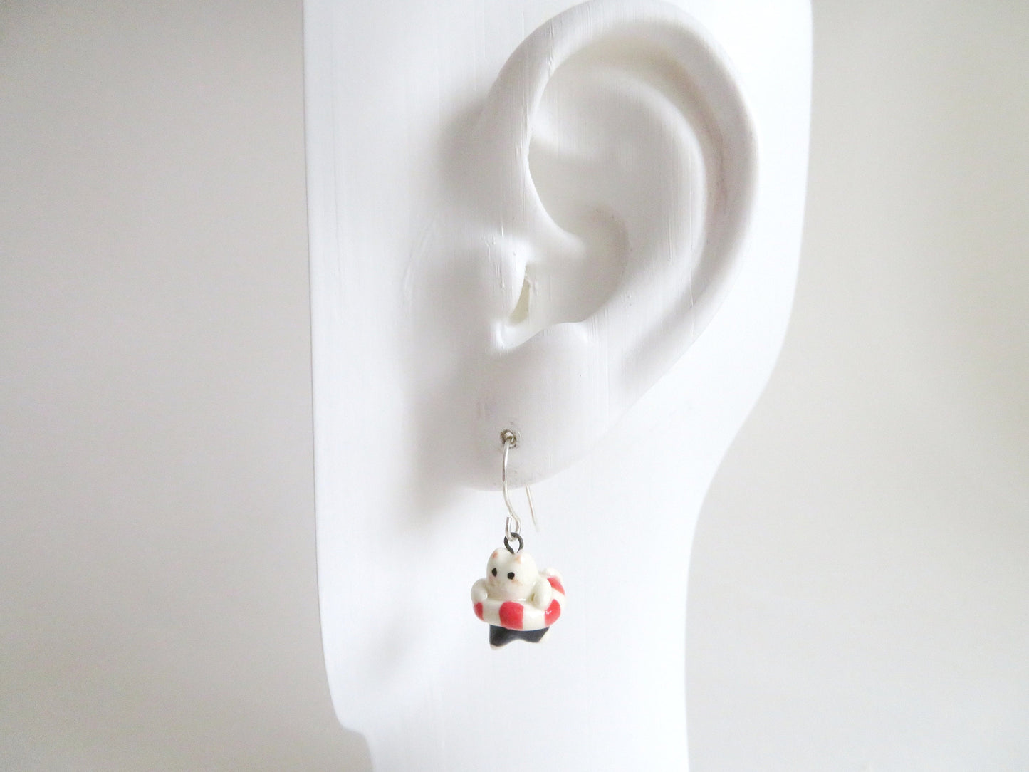 Pool Float Cat Dangle Earrings