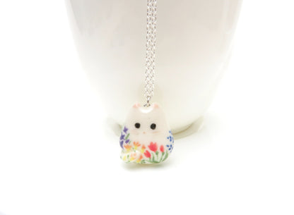 Round Floral Cat Necklace