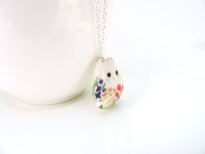 Flat Floral Cat Necklace