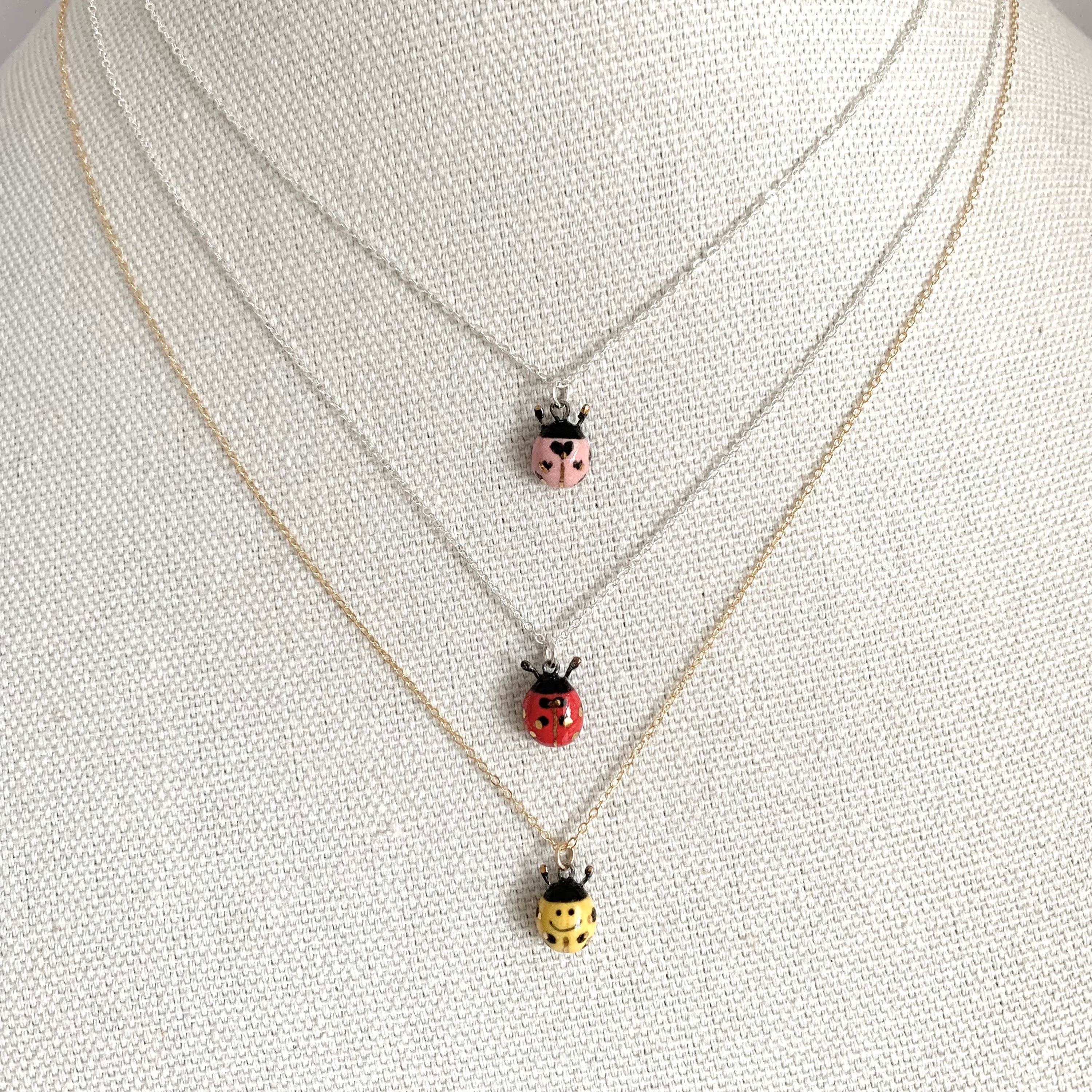 Ladybug Necklace Lady Bug Cubic Zirconia Jewelry GOLD RED BLACK 1355 | eBay