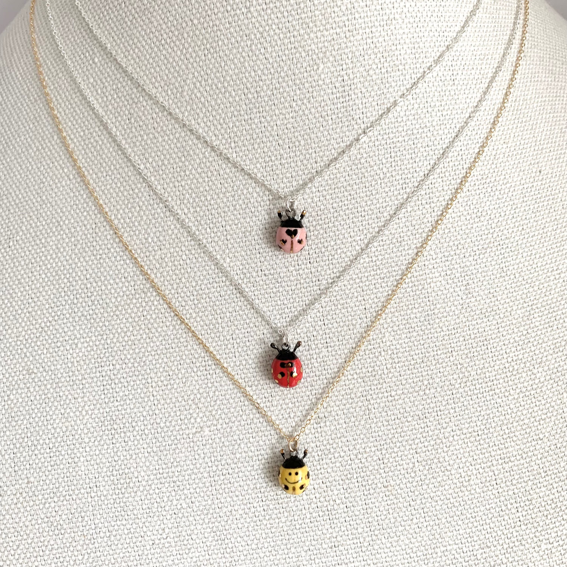 Tiny Ladybug Charm Necklace ChikoCraft