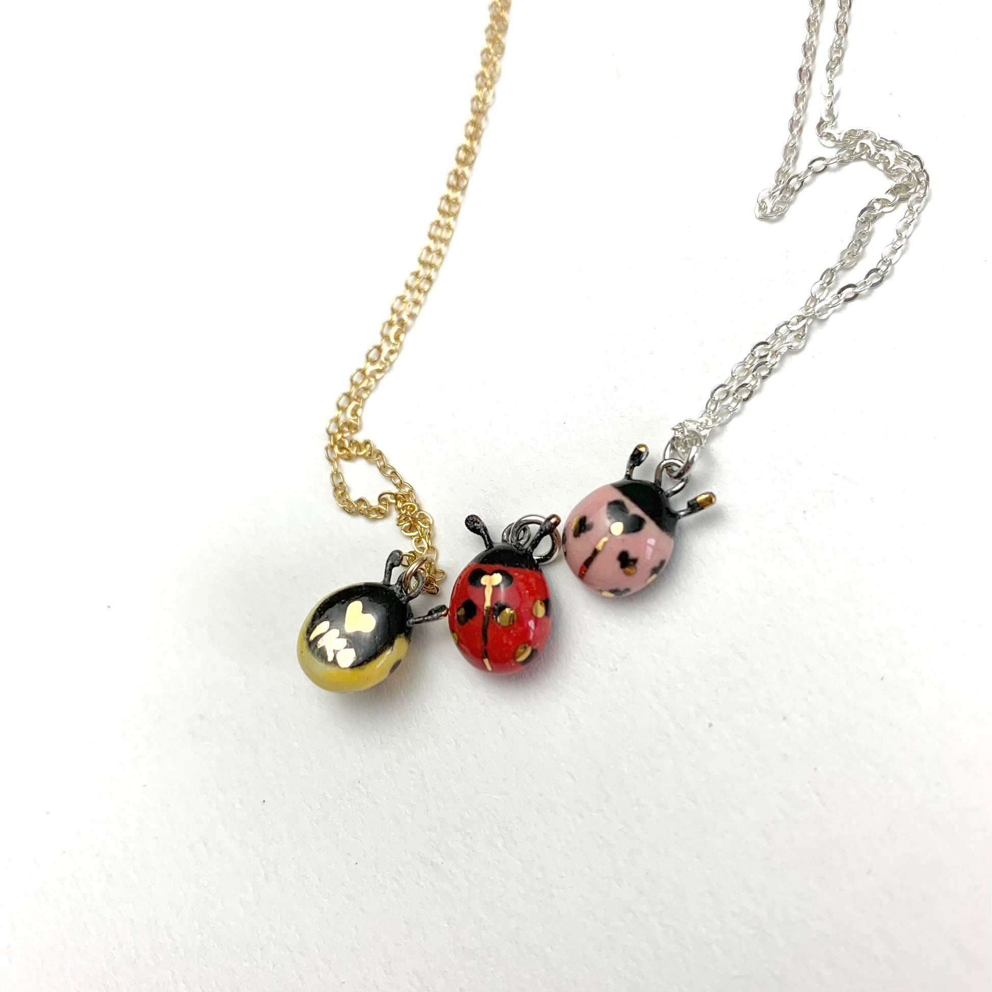 Tiny Ladybug Charm Necklace ChikoCraft
