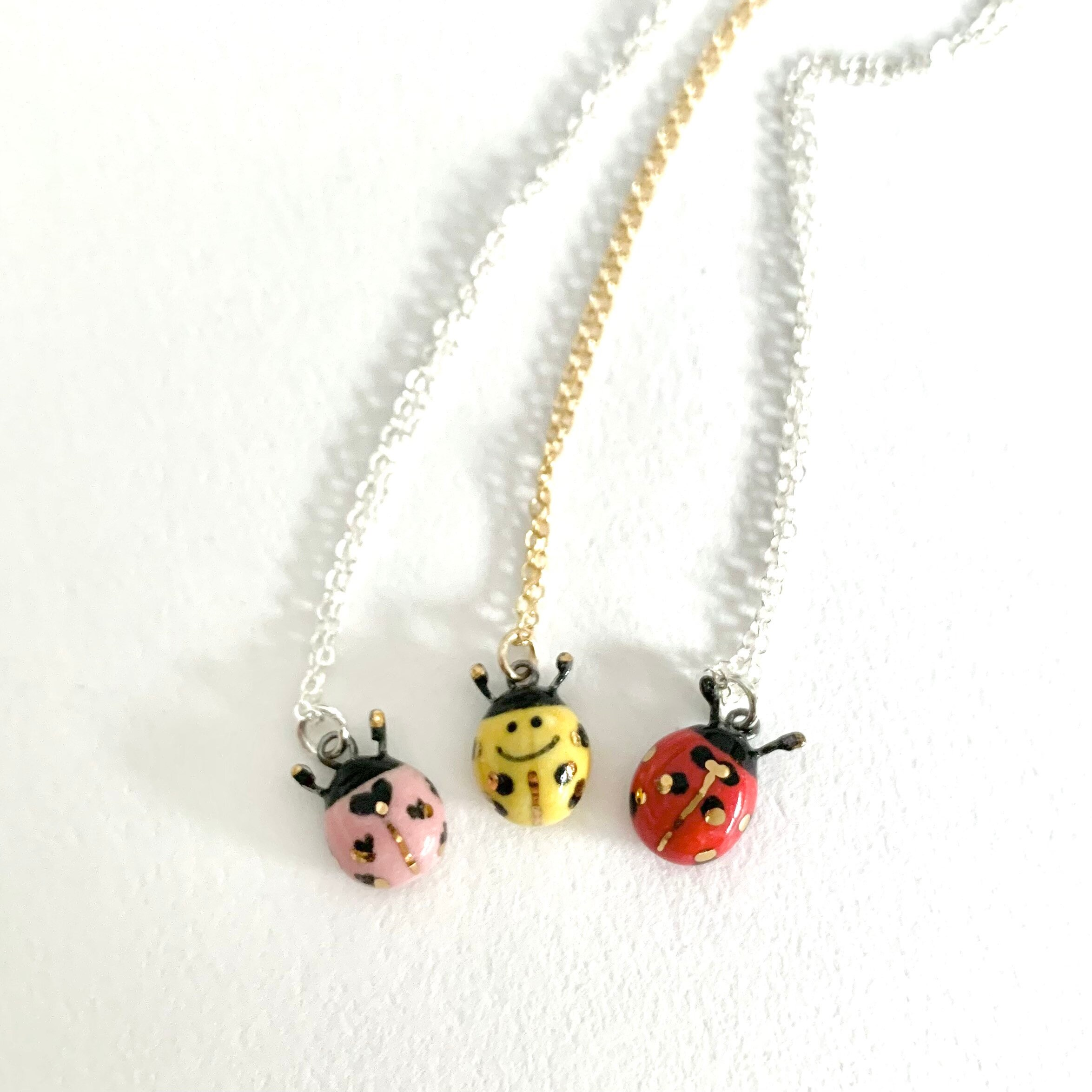 Gold plated necklace Ladybug Jump Ring Necklace