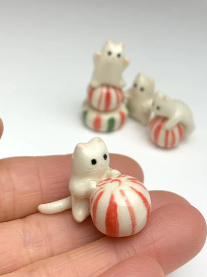 Peppermint Cat Figurines