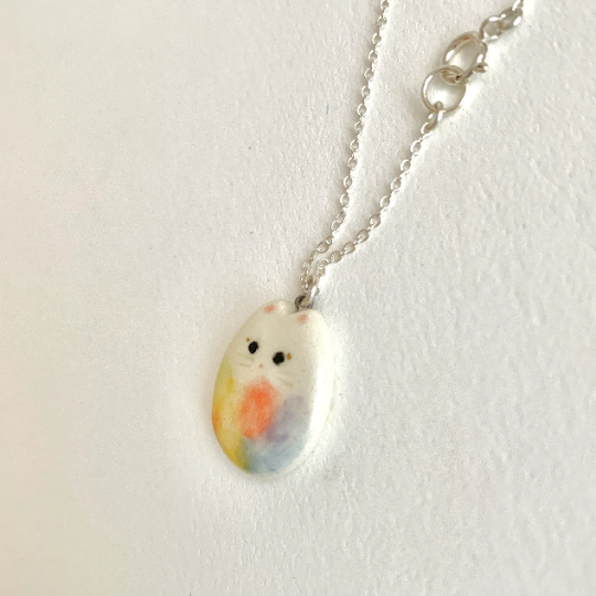 Pastel Rainbow Cat Necklace