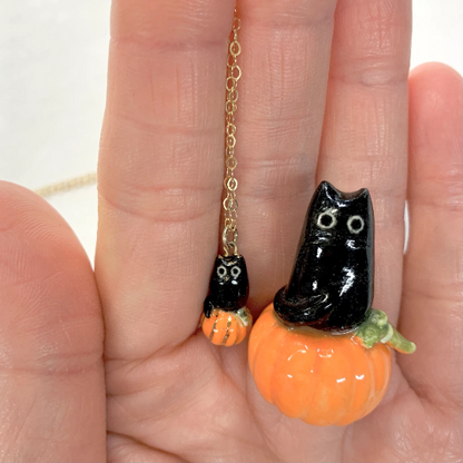 Black Cat Pumpkin Mini Figurine
