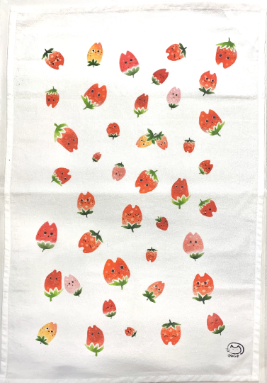 Strawberry Cat Tea Towel